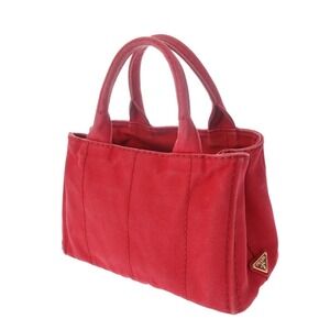 Prada Canvas Canapa Red Bag Handbag Tote